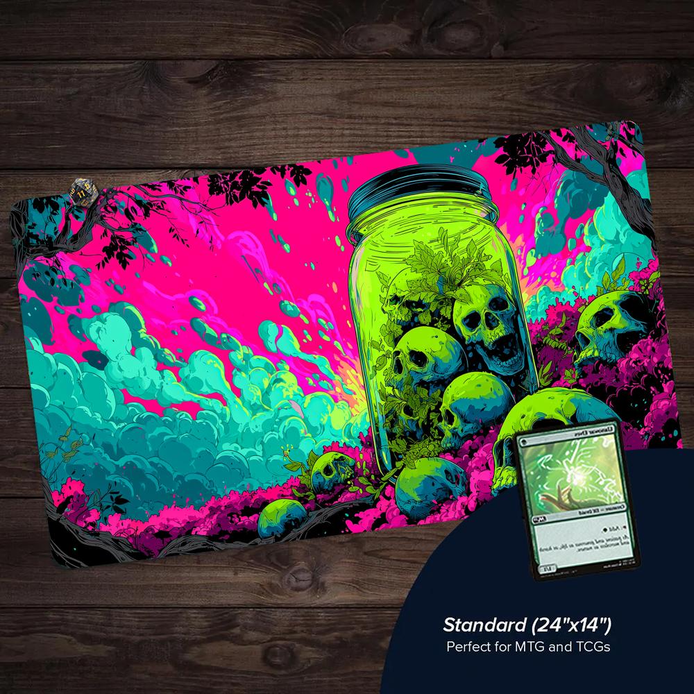 Play Mat Neoprene - 네온 정글 및 해골 병 TCG