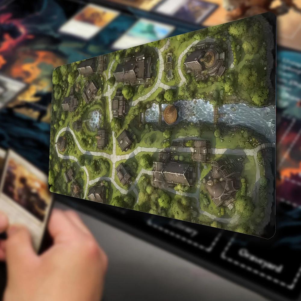 손목 지지대가 있는 대형 그린 빌리지 맵 마우스 패드, - Play Mat Neoprene 리뷰 및 가격