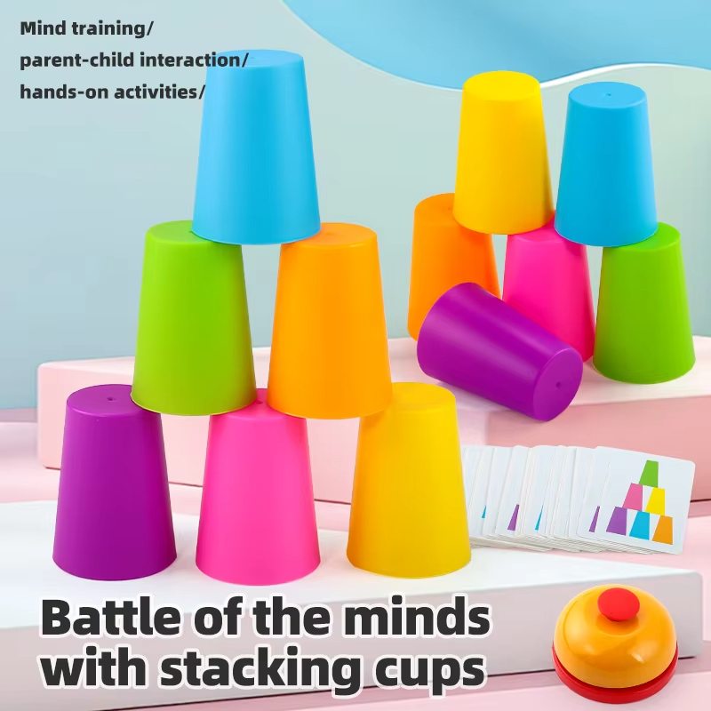 몬테소리 장난감 미니 스택 컵 게임 카드 포함 교육적  - Board Game Education 리뷰 및 가격
