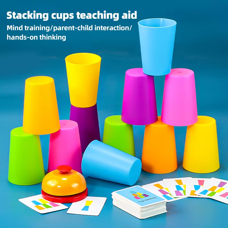 몬테소리 장난감 미니 스택 컵 게임 카드 포함 교육적  - Board Game Education 리뷰 및 가격