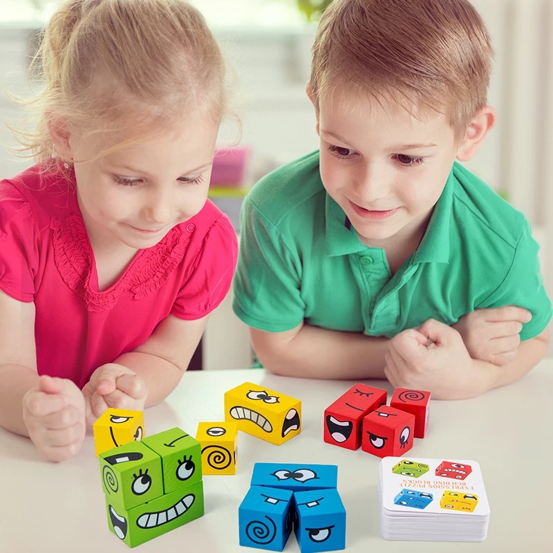 어린이용 표현 매칭 퍼즐 게임, 나무 블록 교육용 몬테 - Board Game Education 리뷰 및 가격