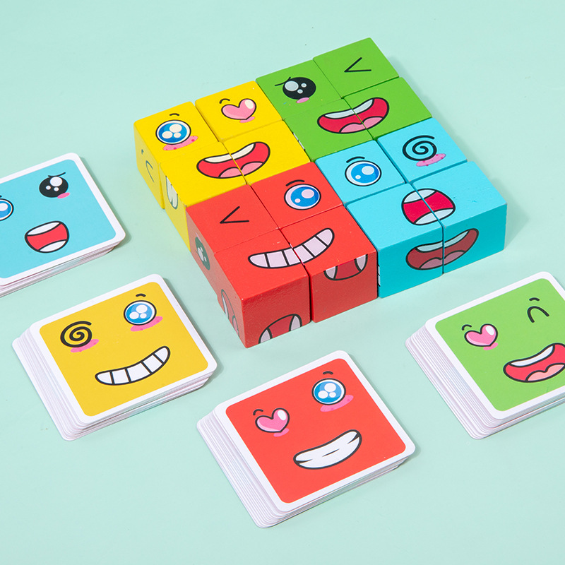 어린이용 표현 매칭 퍼즐 게임, 나무 블록 교육용 몬테 - Board Game Education 리뷰 및 가격