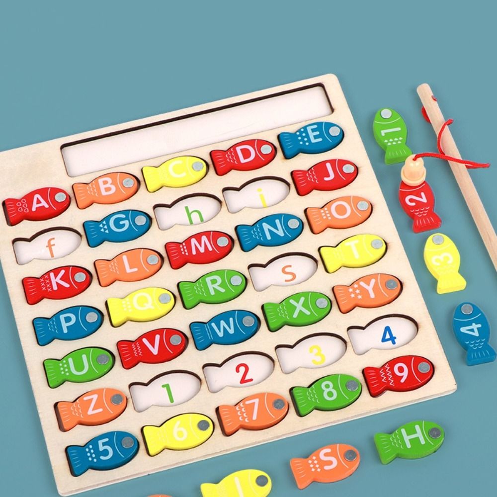 나무 낚시 조기 교육 퍼즐 보드 문자 숫자 퍼즐 다채로 - Board Game Education 리뷰 및 가격